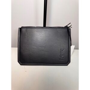 Yves Saint Laurent YSL Beaute Black Vegan Leather Pouch NWT
